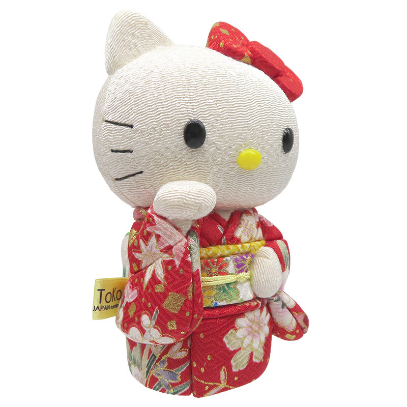 木目込み人形　招きハローキティ　赤　kimono kitty