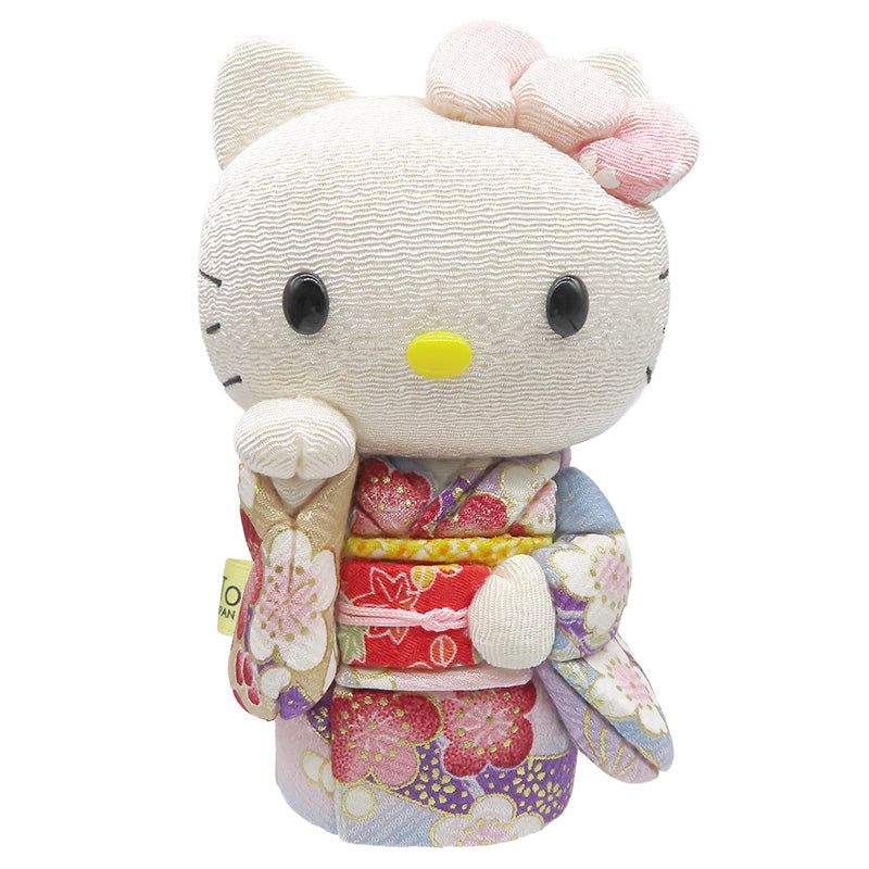 木目込み人形　招きハローキティ　桃　kimono kitty