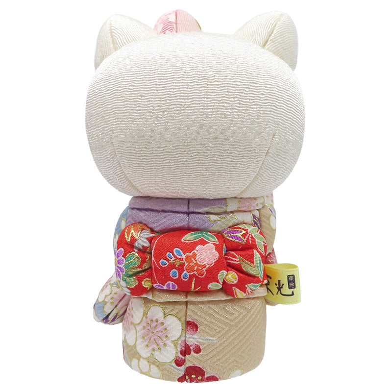 木目込み人形　招きハローキティ　桃　kimono kitty