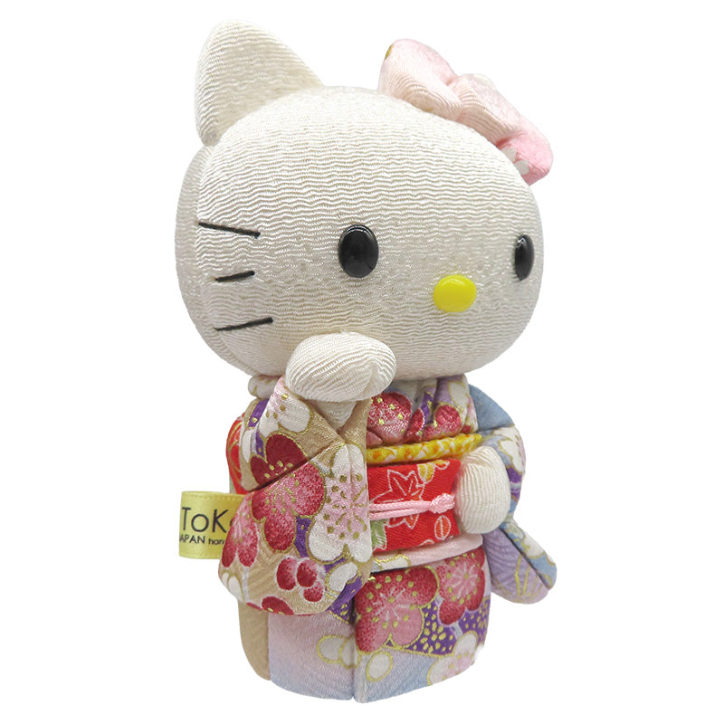 木目込み人形　招きハローキティ　桃　kimono kitty