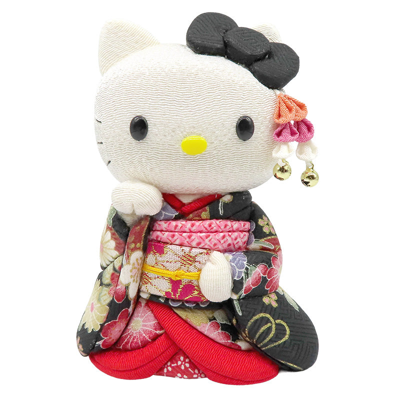 木目込み人形　招きハローキティ　舞妓　黒　kimono kitty