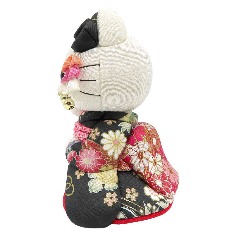 木目込み人形　招きハローキティ　舞妓　黒　kimono kitty