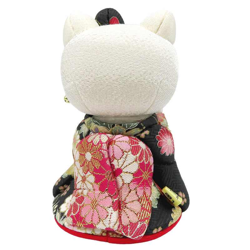 木目込み人形　招きハローキティ　舞妓　黒　kimono kitty