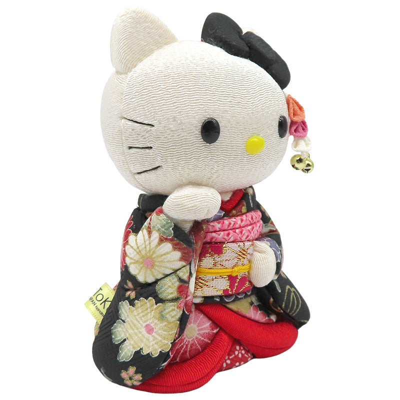 木目込み人形　招きハローキティ　舞妓　黒　kimono kitty