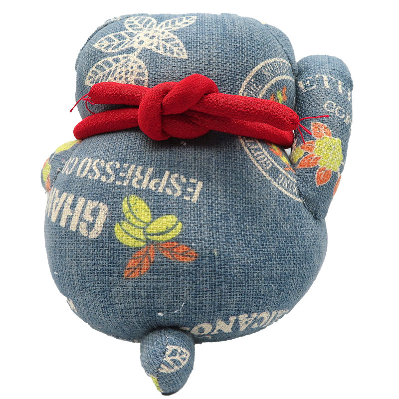 萩工房　わるねこ：大　右手上げ・お腹にトリ柄　(座布団付き)