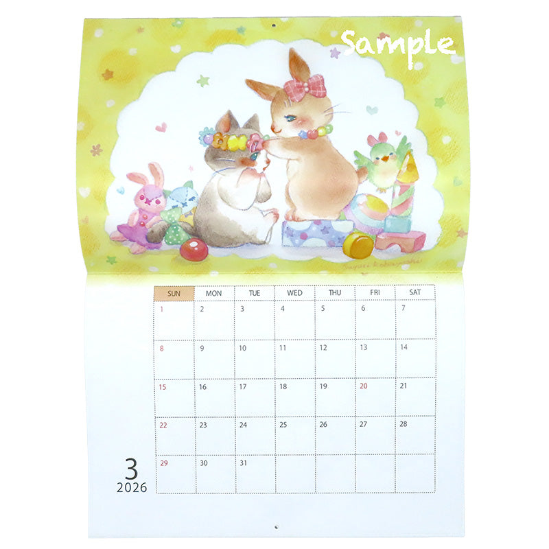 【ネコポス対応可】2026年 壁掛けカレンダー（小林さゆり）