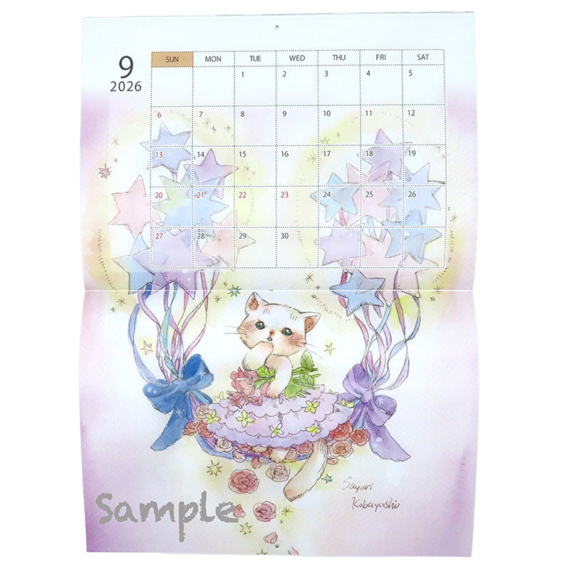 【ネコポス対応可】2026年 壁掛けカレンダー（小林さゆり）