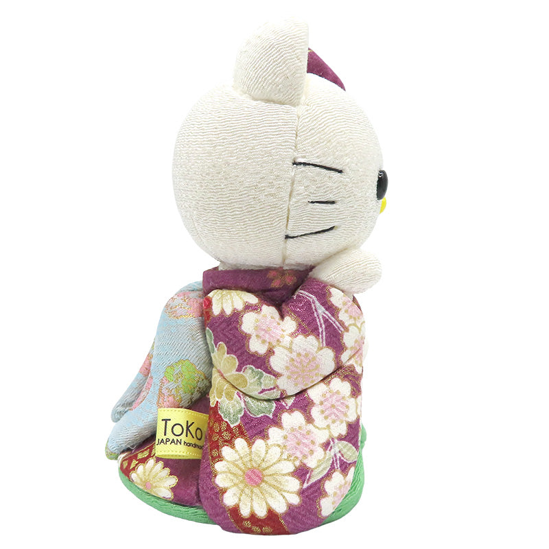 木目込み人形　招きハローキティ　舞妓　紫　kimono kitty