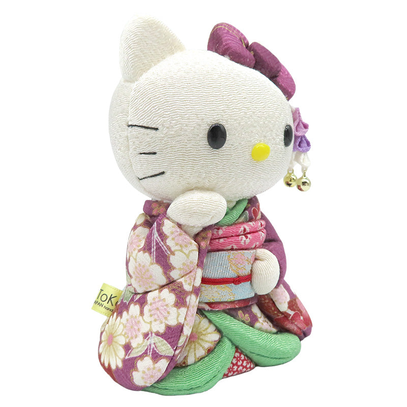木目込み人形　招きハローキティ　舞妓　紫　kimono kitty