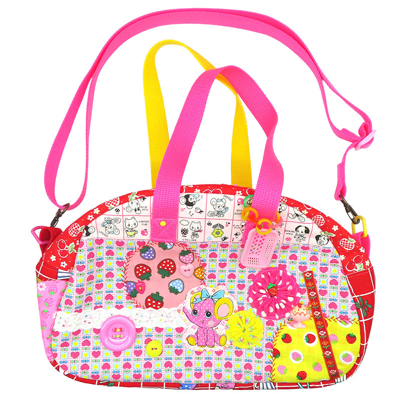 ボストンバッグM　(ピンクのゾウ)