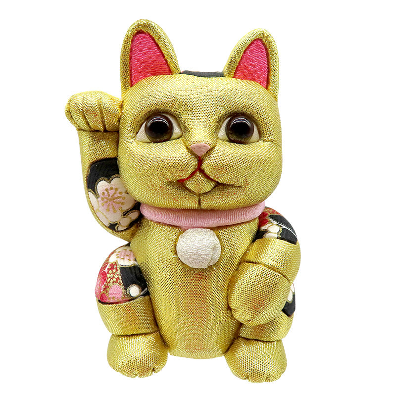木目込み人形 招き猫 大 風水:金色　lucky cat