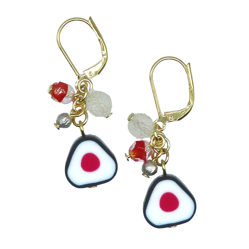 金太郎飴風ピアス　【おにぎり うめ】