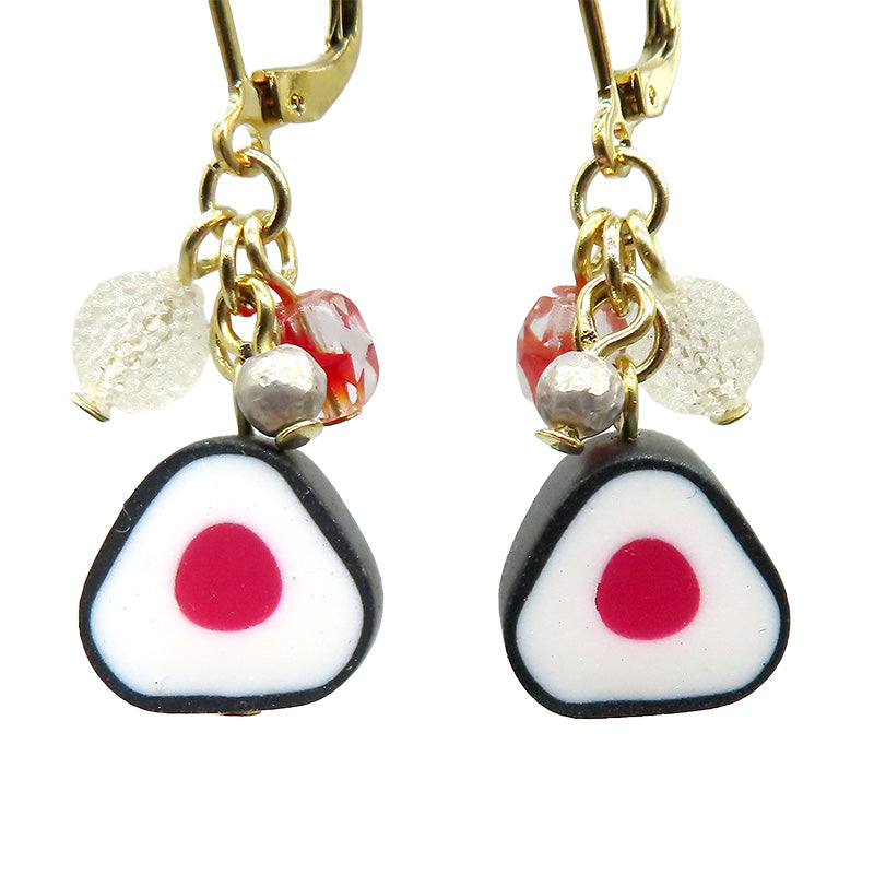 金太郎飴風ピアス　【おにぎり うめ】