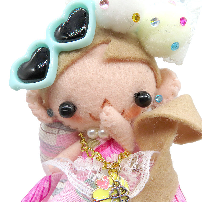 ギャルちゃんストラップ：白ギャル　白リボン