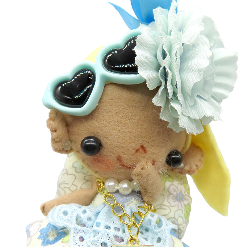 ギャルちゃんストラップ：黒ギャル　お花