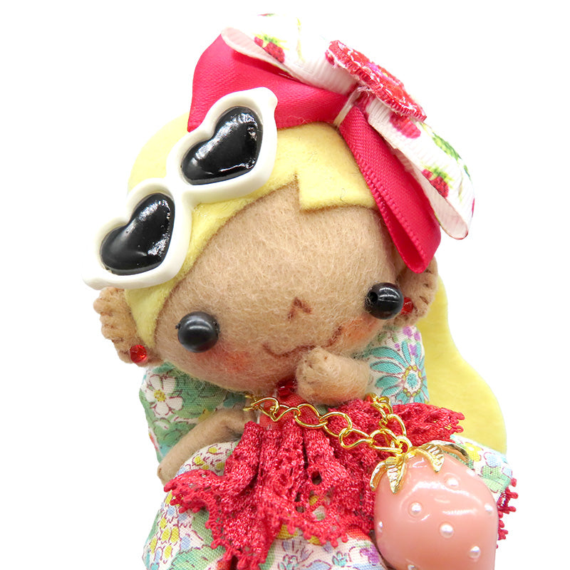 ギャルちゃんストラップ：黒ギャル　リボン