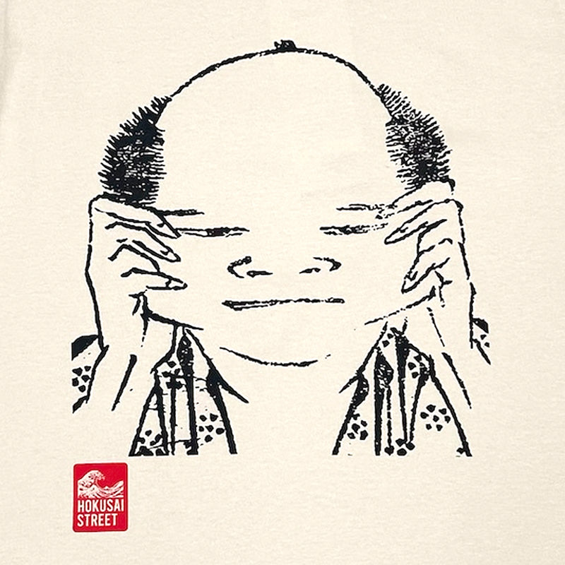 【10】北斎漫画Tシャツ　百面相 壱 ヨコノビ:Lサイズ